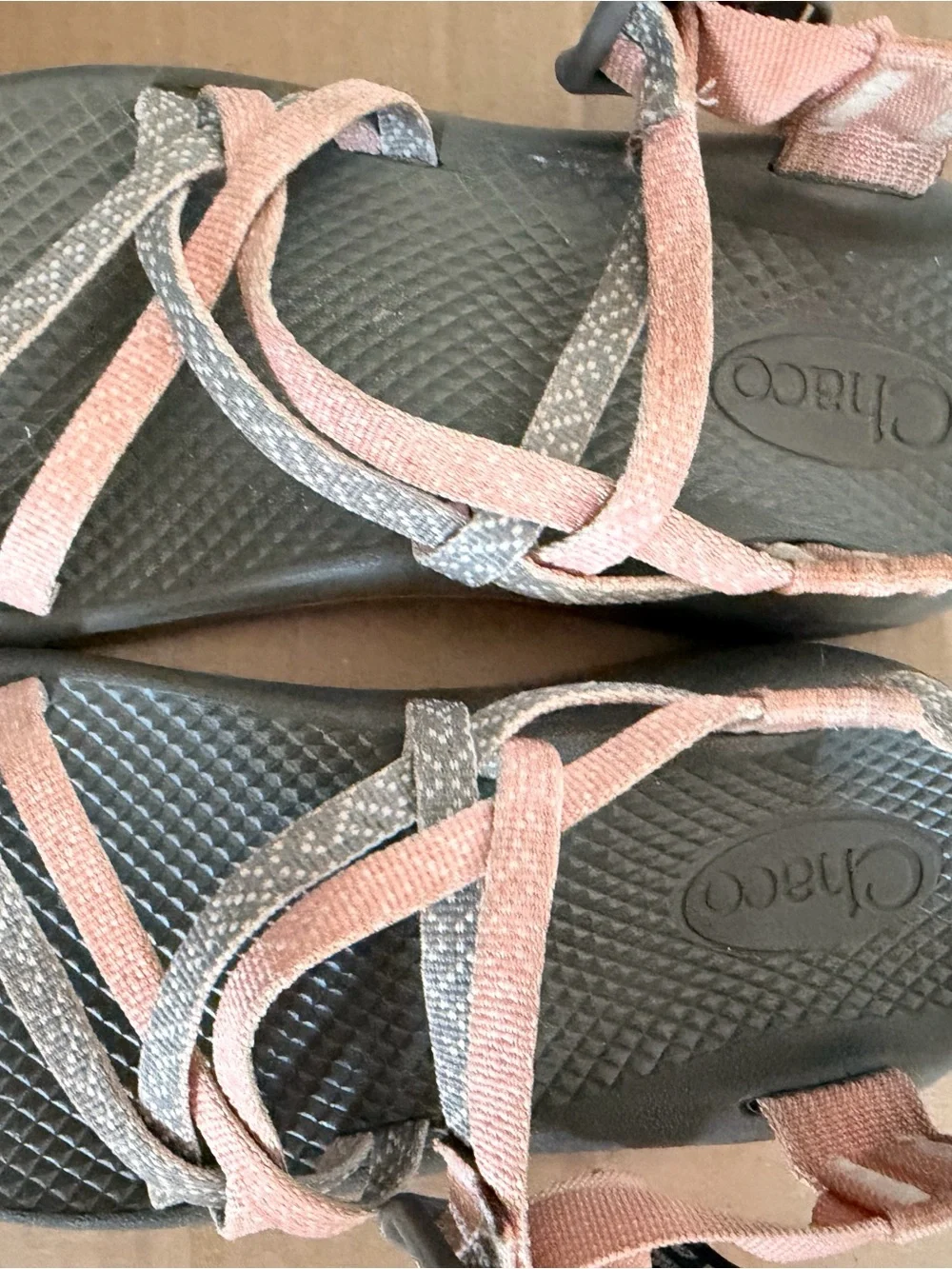 Chaco Ki’d’s Pink and Gray Strappy Z/Cloud Sandals